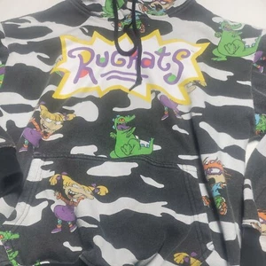 Nickelodeon Rugrats black Pullover Hooded Sweatshirt Sz small. Some fade - Picture 1 of 8