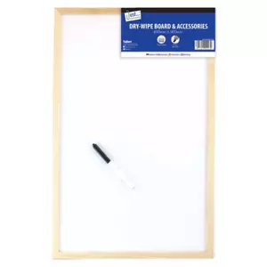 White Dry Wipe Board & Accessories - Pine Frame - Ideal For Home Office School - Picture 1 of 4