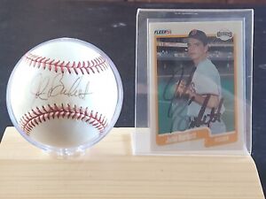 John Burkett Autographed  MLB  Baseball & Card W- Display Stand- MCM