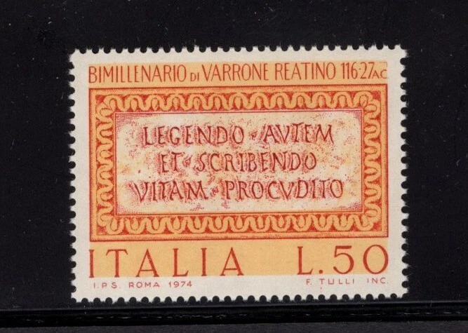 Italia 1974 Marcus Varro Cita Sátira Menippea, Escritor, Académico SC 1160 MNH Foto 1 de 1