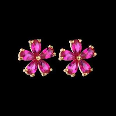 Серьги из стерлингового серебра 925 пробы 3x5 мм с грушевидным рубином 1/2 дюйма с покрытием из розового золота - Изображение 1 из 2