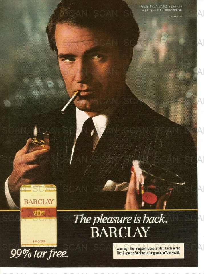 Anuncio de revista vintage Barclay Cigarettes 1983 'The Pleasure is Back' Foto 1 de 1