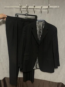 Steve Harvey Suit Men 48L Black Striped Prince Career Hacking 38X33 Pants Luxury - Picture 1 of 19