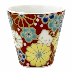 Taza de sake Kutani Ware Hello Kitty Guinomi Ochoko ciruela diseño crisantemo Japón - Imagen 1 de 1