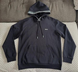 Hugo Boss Soody 1 Cotton-Blend Hoodie Multi-Colored Logos Dark Blue Large ๐ - Picture 1 of 17