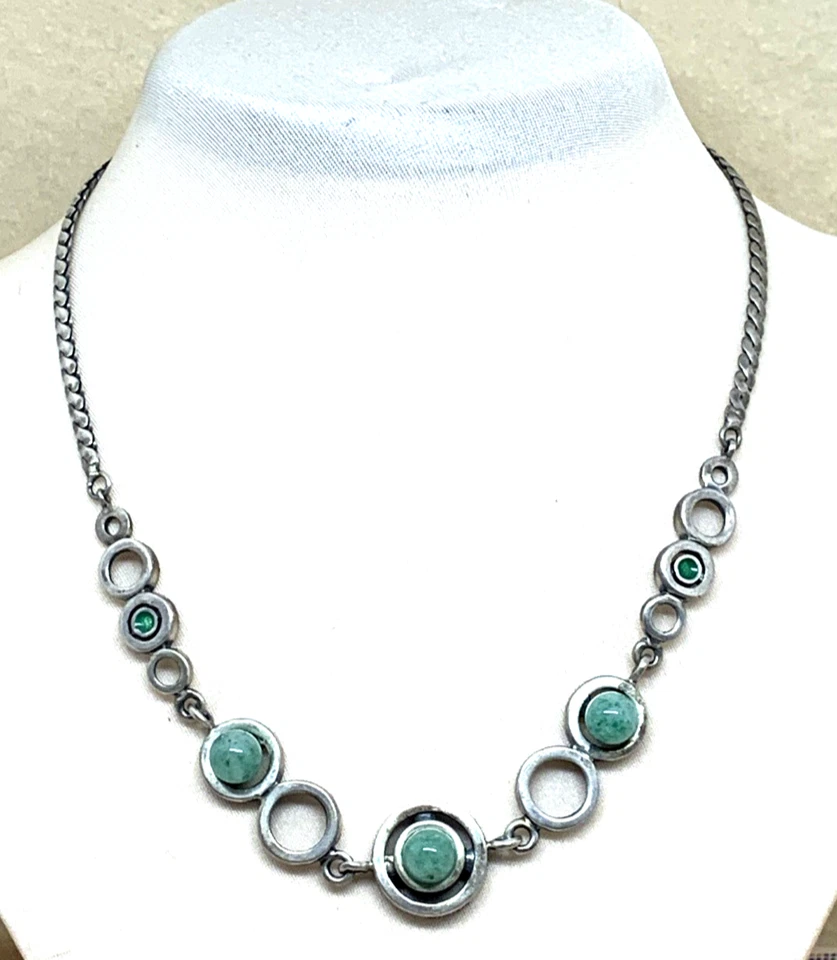 COLLANA GIROCOLLO, OTTAVIANI ANNI 70 IN ARGENTO 925 BRUNITO COLLIER CM 44 - Immagine 1 di 4