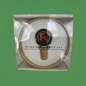 NEW Pier 1 Imports Holiday Wine Accessory Set Reindeer Bottle Stopper, Coaster - Picture 1 of 5