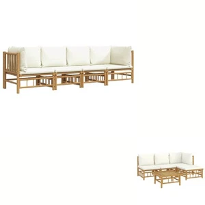 Outdoor Lounge Set 9 Piece Sectional Sofa Set with Cushions Bamboo vidaXL - Picture 1 of 36