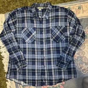 Haband Men’s Size XX Blue Plaid Button Down Flannel Casual Long Sleeve Shirt - Picture 1 of 6