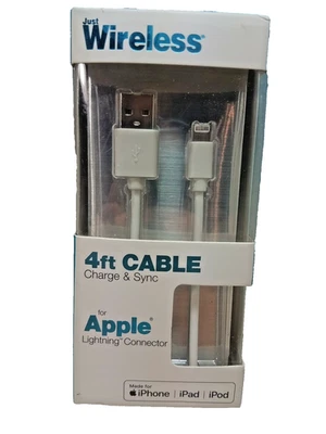 Just Wireless ~4 Ft Cable ~Charge & Sync ~Made For IPhone / IPad / IPod - Image 1 of 2