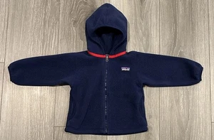 Patagonia Baby Synchilla 12-18 M Full Zip Fleece Hooded Jacket Blue - Picture 1 of 7
