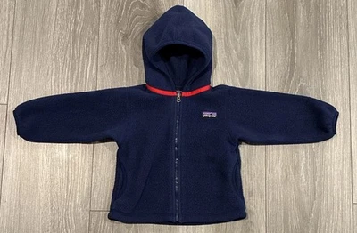 Patagonia Baby Synchilla 12-18 M Full Zip Fleece Hooded Jacket Blue - Image 1 of 4