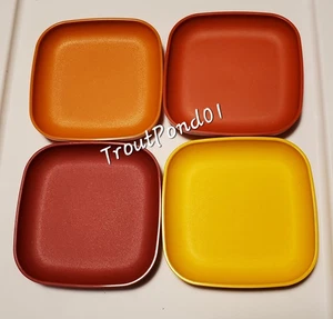 Tupperware Toys Children's Mini Party 4 Inch Plates Set 4 Vintage Harvest - Picture 1 of 10