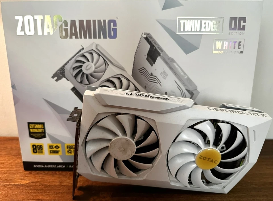 ZOTAC NVIDIA GeForce RTX 3070 Twin Edge OC White Edition 8GB Graphic Card GPU - Image 1 of 4