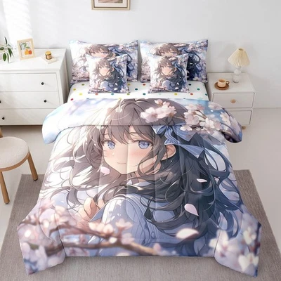 Juego de edredón de 7 piezas de ropa de cama con tema de anime para niñas de dibujos animados,... Foto 1 de 4
