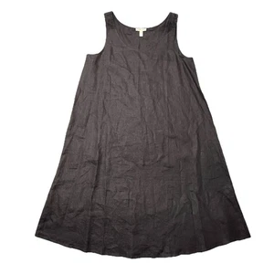 Abito Eileen Fisher S Small nero 100% lino biologico senza maniche midi minimalista - Foto 1 di 9