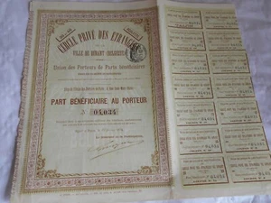 Vintage share certificate Stock Bond cercle prive etrangers ville de Dinant 1894 - Picture 1 of 2