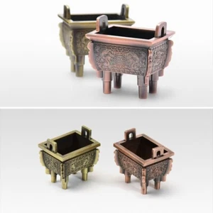 Good Luck Retro Incense Burner Stick Holder Antique Bronze Ding Feng Shui Decor - Picture 1 of 10