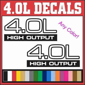 pair - 4.0L High Output Die Cut Funny Vinyl Decals Stickers Fit: Any 4.0L Car - Foto 1 di 1
