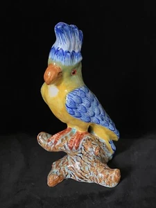 Desvres COCKATOO PARROT 10 in. Fourmaintraux Courquin French Faience c1890 #1 - Picture 1 of 12