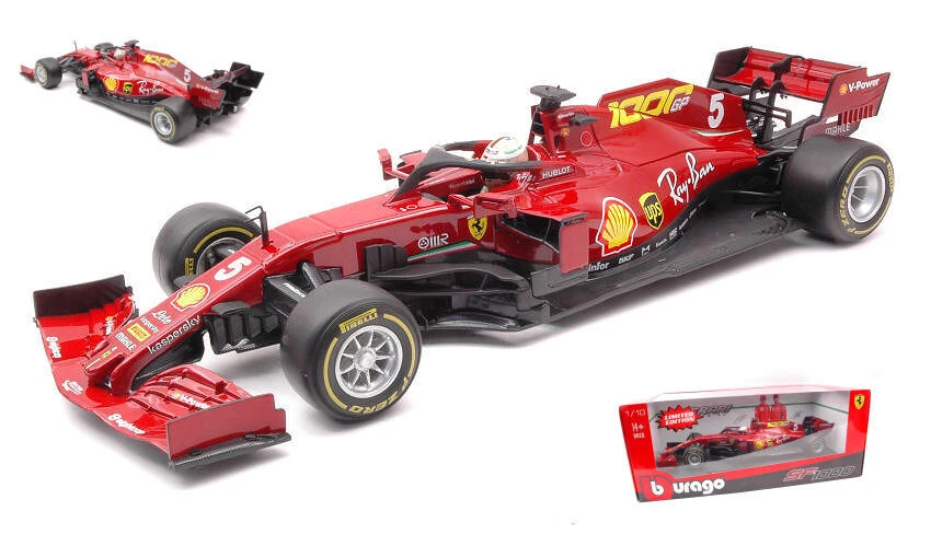 Burago FERRARI F1 SF1000 N.5 1000th TUSCANY GP 2020 SEBASTIAN VETTEL 1:18 - Immagine 1 di 1