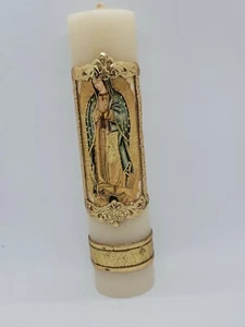 Nuestra Señora de Guadalupe Virgen Cirio Vela Pascual Pascua Cuaresma Pascua 8"x2"" H - Imagen 1 de 2