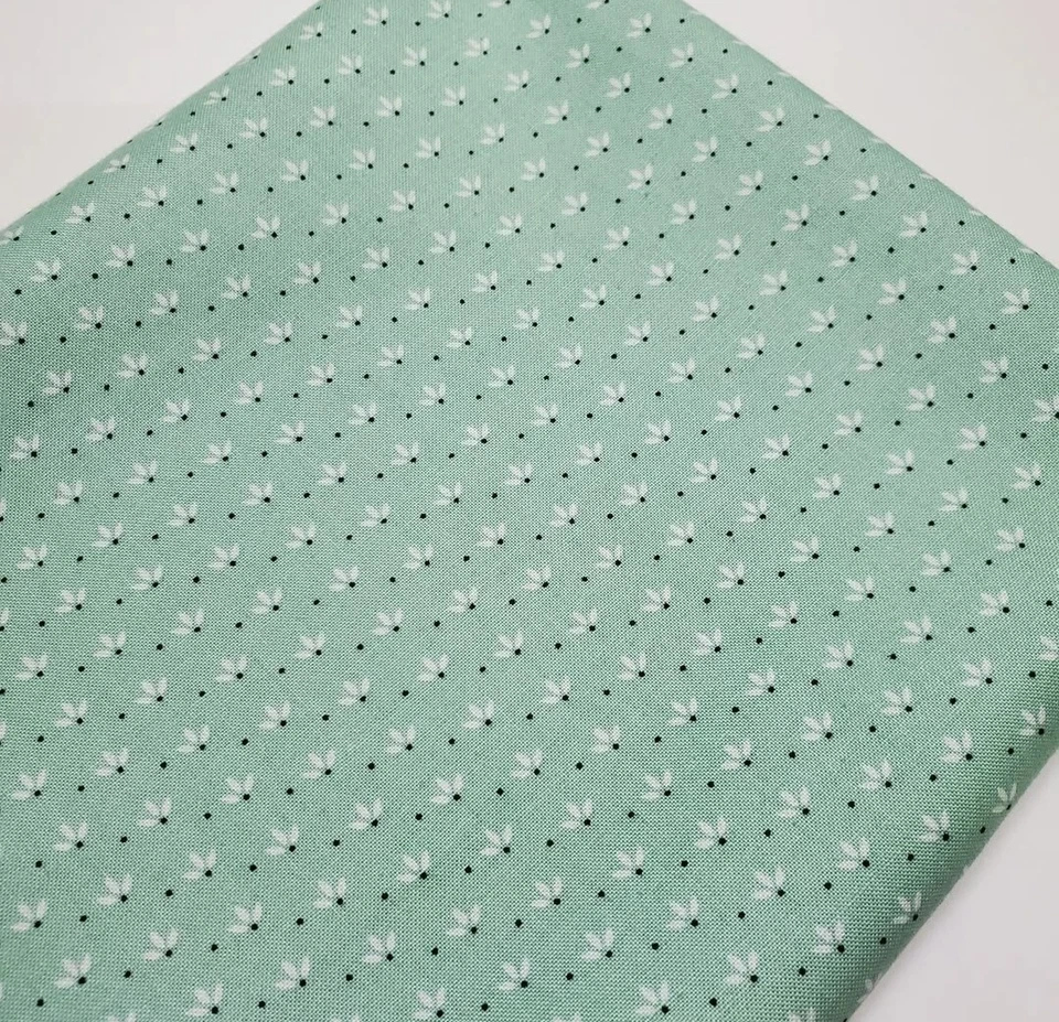 Fig Tree Fabric Tiny Floral Cotton Farmhouse Aqua Sew Quilt Mini NEW FAT QUARTER - Image 1 of 1