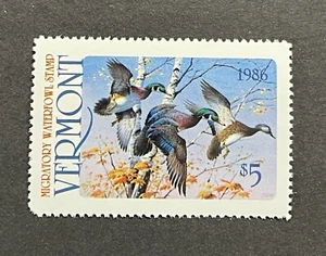 WTDstamps - 1986 VERMONT - State Duck Stamp - Lot1 - Mint OG NH  - Picture 1 of 2