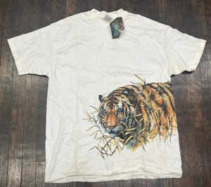 VTG Tiger Animal Print 1990s Crewneck Wildlife Tshirt New Mens XL - Picture 1 of 7