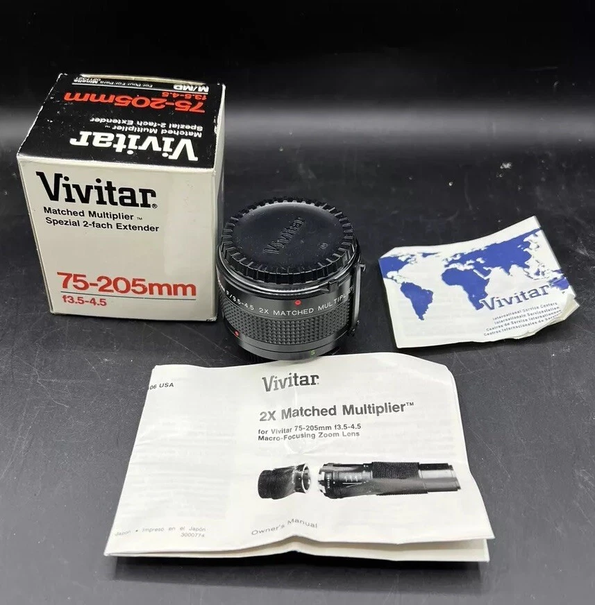 Vivitar MC 75-205 mm 2x Matched Multiplier Lens Minolta Mount Clean - Image 1 of 4