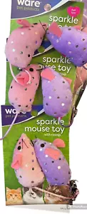 Ratones brillantes de caza de gatos X's 6 Ware con campana de cola rosa y púrpura 2" Cria loca - Imagen 1 de 1