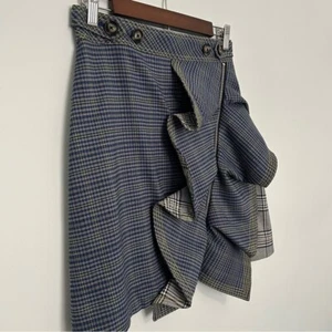 Self-Portrait ruffled checked tweed plaid miniskirt women's 6us 10uk - Picture 1 of 6