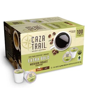 Caza Trail Organic Extra Bold Medium Roast Coffee 100 Single Serve Cups - Picture 1 of 6