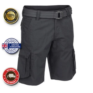Mens Big Size Cargo Combat Shorts 100% Cotton With Belt Travel Trekking Shorts - Picture 1 of 12