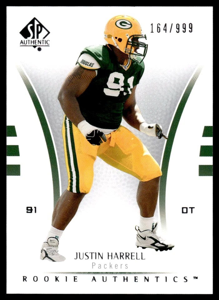 2007 SP Authentic Justin Harrell Rookie 164/999 Green Bay Packers #162 R88 - Image 1 of 2