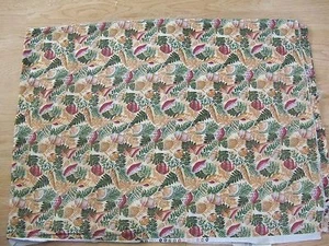 New TEXSTYLES FABRIC Cotton Corals Maroon Mustard Green Seashells Ferns 3 yds - Picture 1 of 1