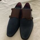 Mezlan, New, Never Worn, Blue Suede And Brown Leather Monk Straps 9.5 Medium
