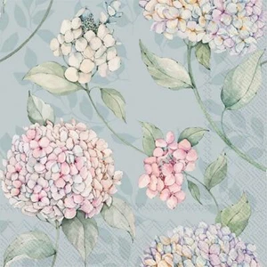 IHR Light Blue Floral Printed Cocktail Paper Napkins 20-Pack Disposable 3-Ply - Picture 1 of 1