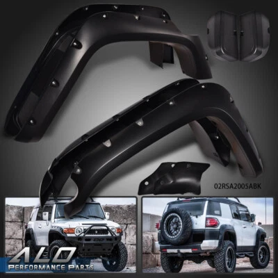 4X Fit For 07-14 Toyota FJ Cruiser Pocket Rivet Wheel Fender Flares Smooth Black Foto 1 de 4