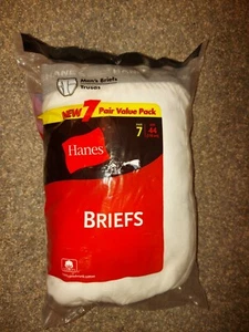 NEW Vintage 2003 HANES Value Pack 7 Pair Mens White Cotton Briefs Underwear 44  - Picture 1 of 6