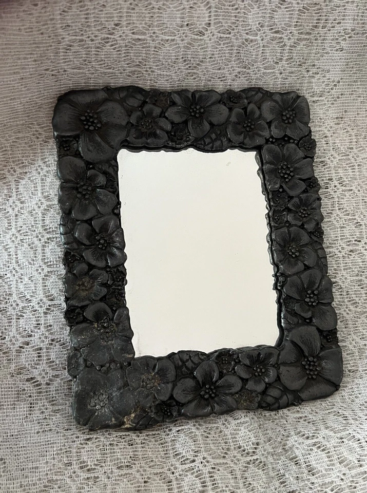 Espejo floral de mesa de peltre Metzke - vintage años 70 Foto 1 de 4