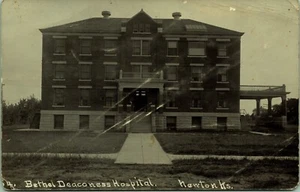 RPPC Bethel Deaconess Hospital Newton Kansas vera foto cartolina PM 1908 - Foto 1 di 2