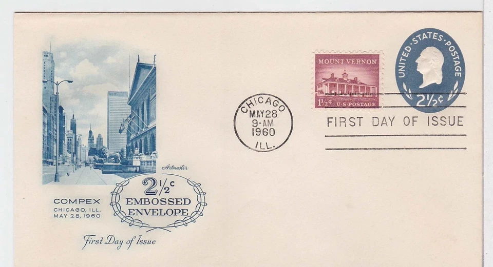 TurtlesTradingPost - George Washington Envelope #U542 FDC 1960 Artmaster Cachet - Image 1 of 1