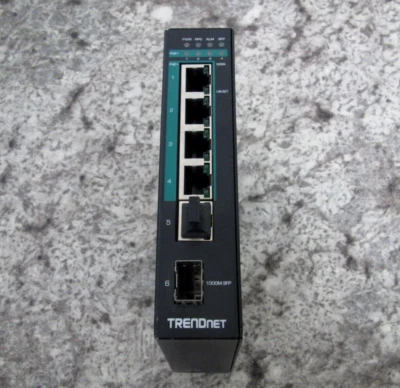 Trendnet TI-PG541 5-Port Hardened Industrial Gigabit PoE+ DIN-Rail Switch Used - Image 1 of 4