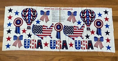 Aplique patriótico 4 de julio estrellas y rayas vintage panel de tela Cranston Foto 1 de 4