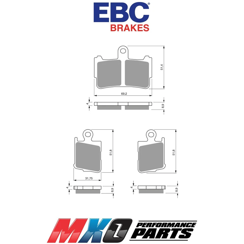 EBC Front Brake Pads Honda VFR1200FD DCT CLUTCH 2012-2013 FA499/4HH - Imagem 1 de 1