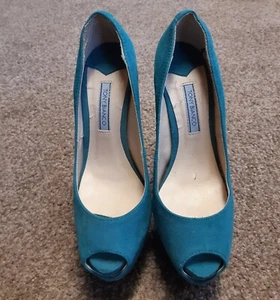 Classy Tony Bianco Size 5 Women's Leather Peep Toe Platform Heels - Picture 1 of 4