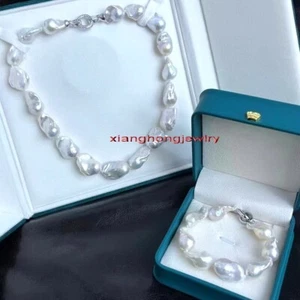 AAAAA 17" 7.5”30mm REAL south sea baroque WHITE pearl necklace bracelet sets - Picture 1 of 5
