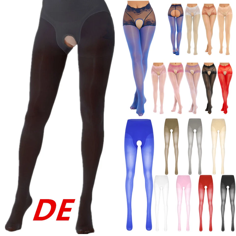 DE Damen Strumpfhose Schritt offen Nylon Strümpfe Transparent Unterhose Dessous  - Bild 1 von 1