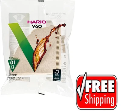 Filtro de café de papel Hario V60, tamaño 01, natural, 100 quilates Foto 1 de 4